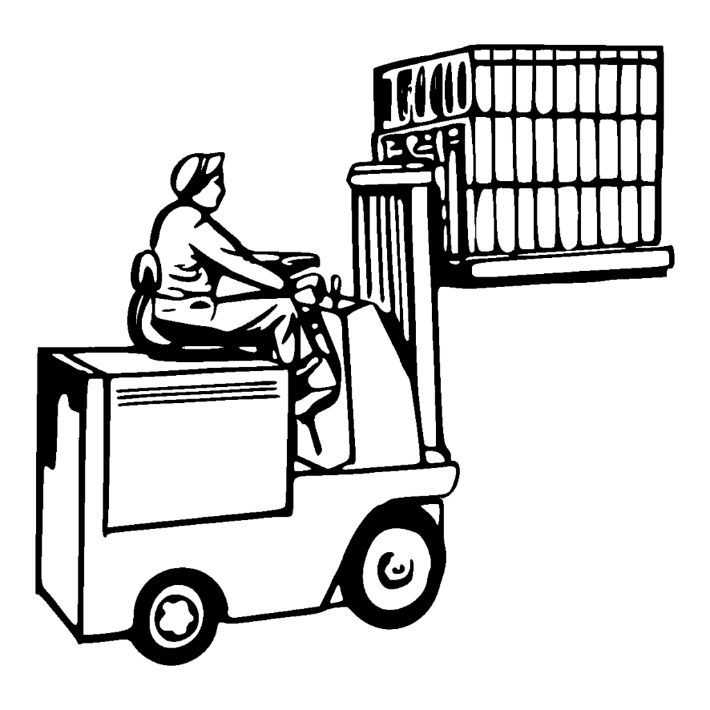 Illustrazione di un carrello elevatore (muletto) con operatore